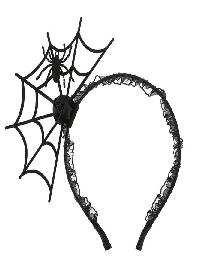 JIALWEN Halloween Spider Web Hair Hoop Cosplay Masquerade Spider Headband Costume Accessory (Black) - Image 1